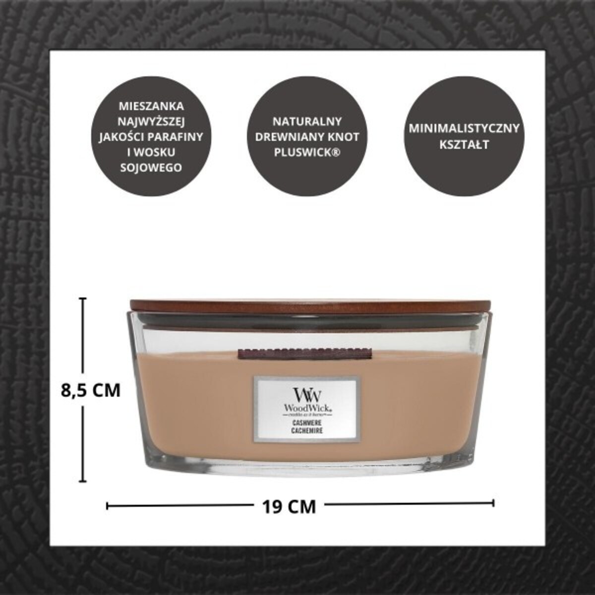WoodWick świeca Elipsa CASHMERE