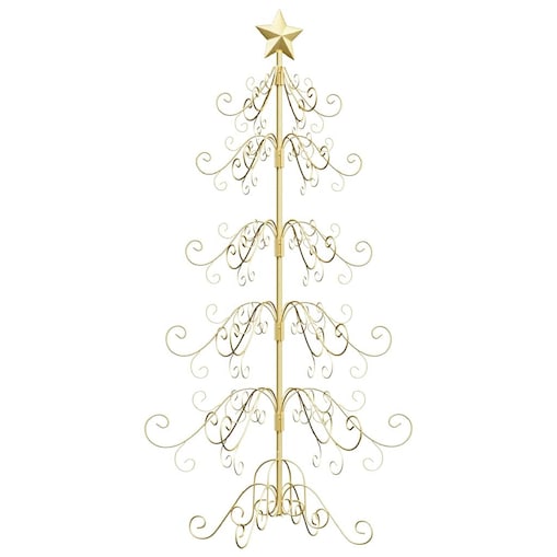 vidaXL Metalowa choinka świąteczna z podstawą złoty 150 cm