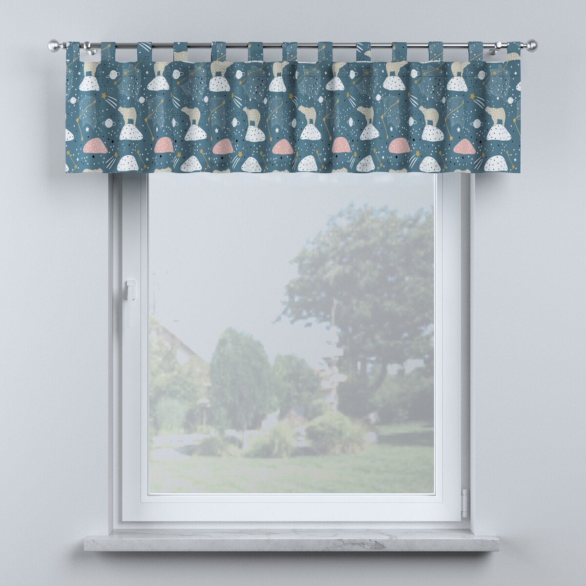 Lambrekin na szelkach 260x40 niebieski