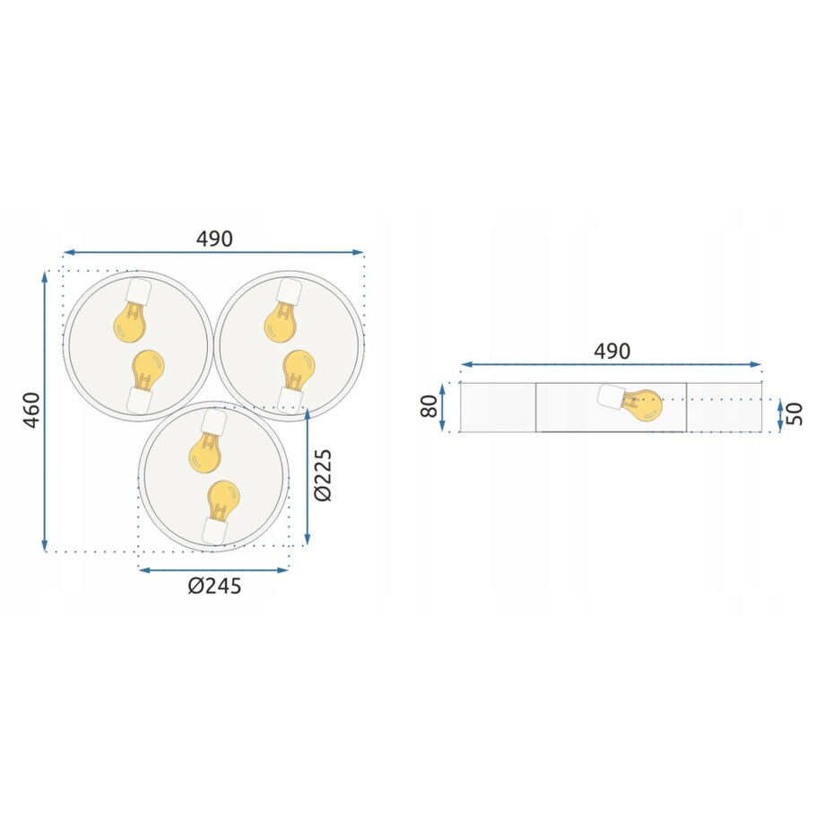 Lampa Sufitowa Plafon Potrójny Żyrandol Czarny E27