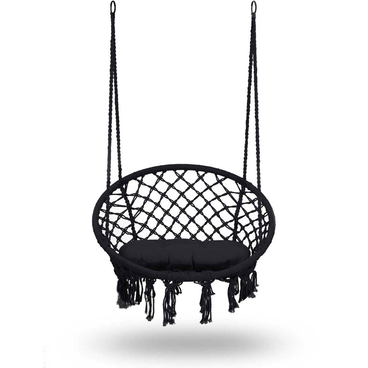 Huśtawka bocianie gniazdo ogrodowa z poduszką fotel wiszący boho Sofotel czarna