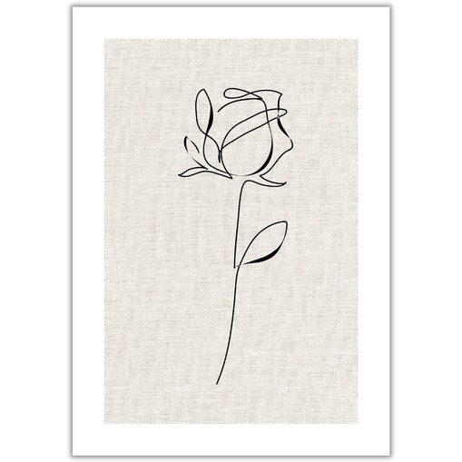 plakat line art róża len 30x40 cm
