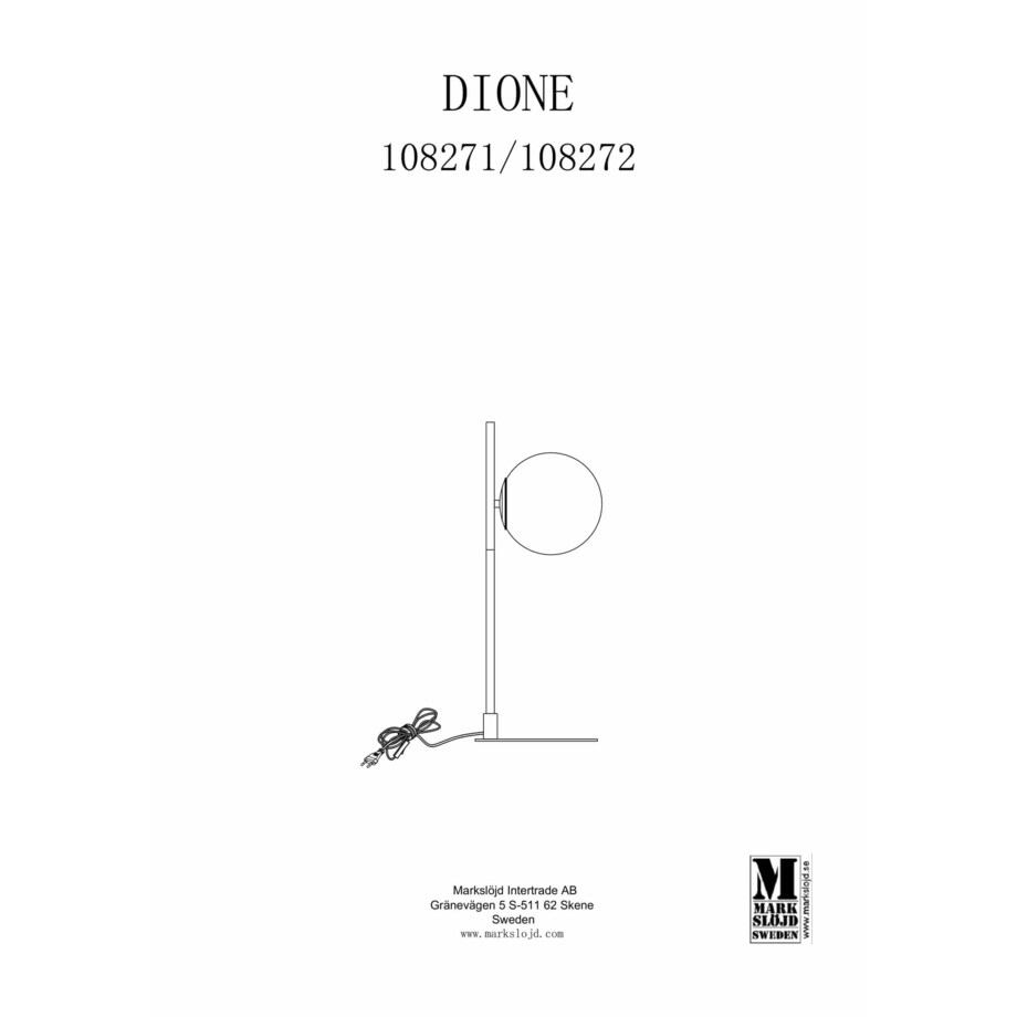 Stojąca lampa gabinetowa Dione kulista na stół biała czarna