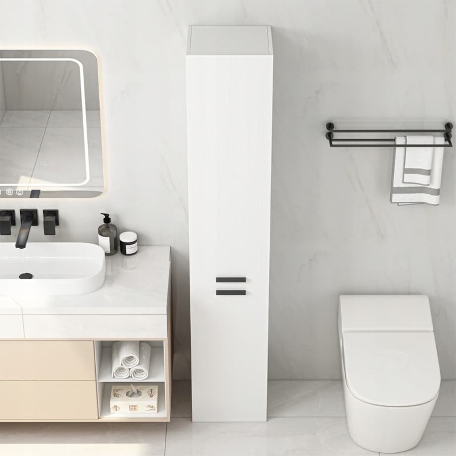 Szafka łazienkowa regał 2 drzwi biała wysoka nowoczesna 174 cm