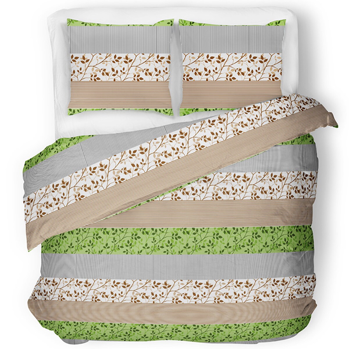 konsimo TERMES komplet pościeli z bawełny, zielony/beżowy, 160x200
