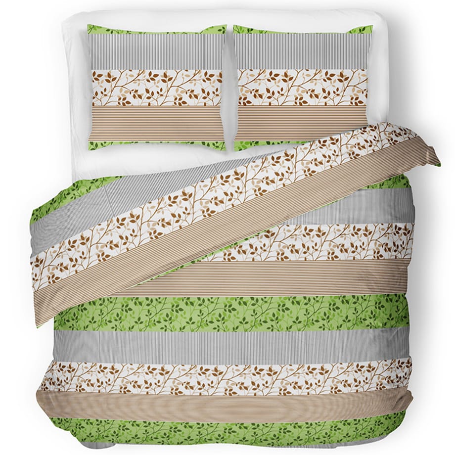 TERMES komplet pościeli z bawełny, zielony/beżowy, 160x200