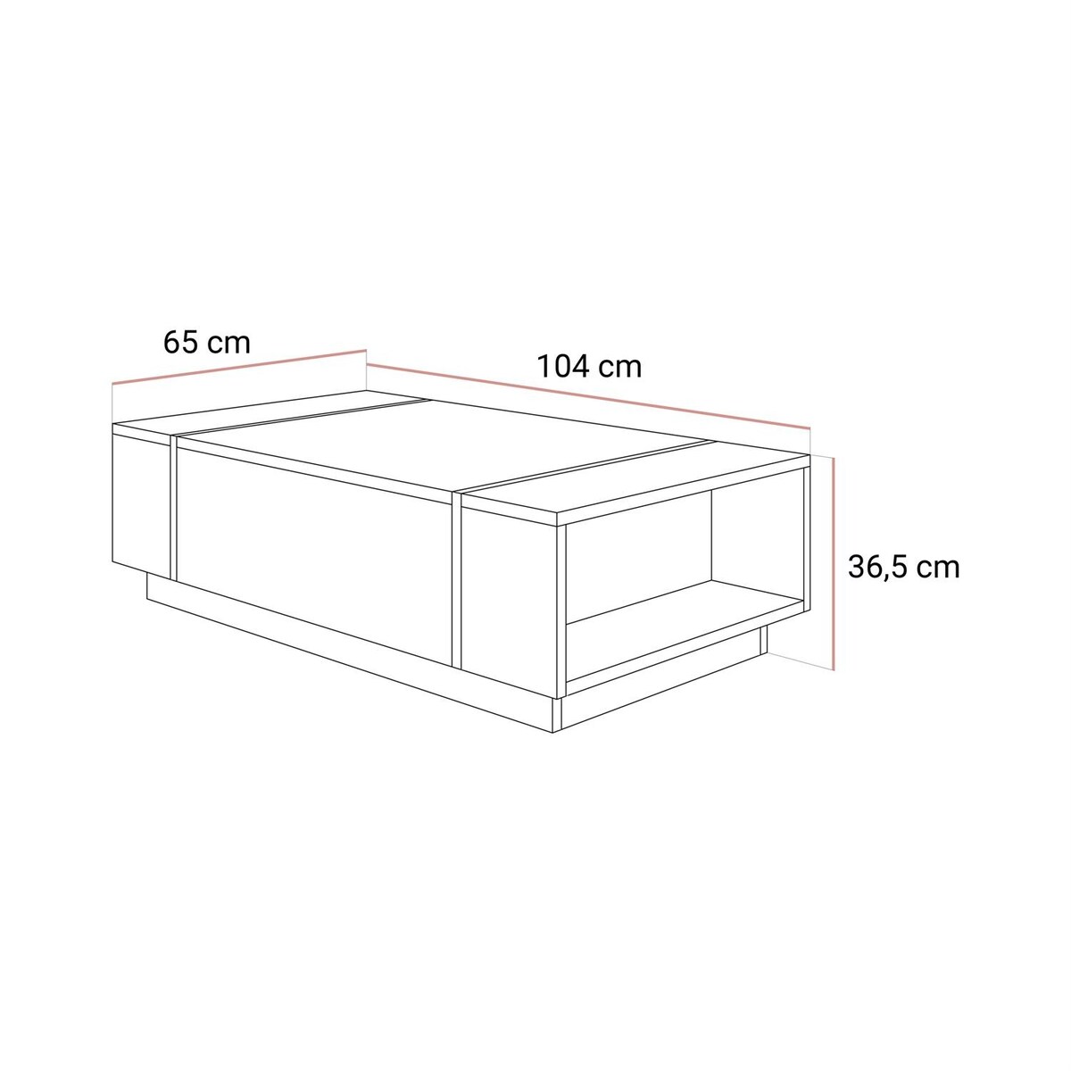 Ława ONYX kaszmir wysoki połysk na cokole