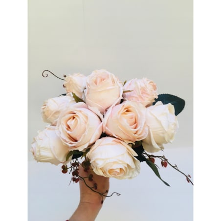 BUKIET róże sztuczne liście na stroik wiązanka do wazonu święta kremowe pik