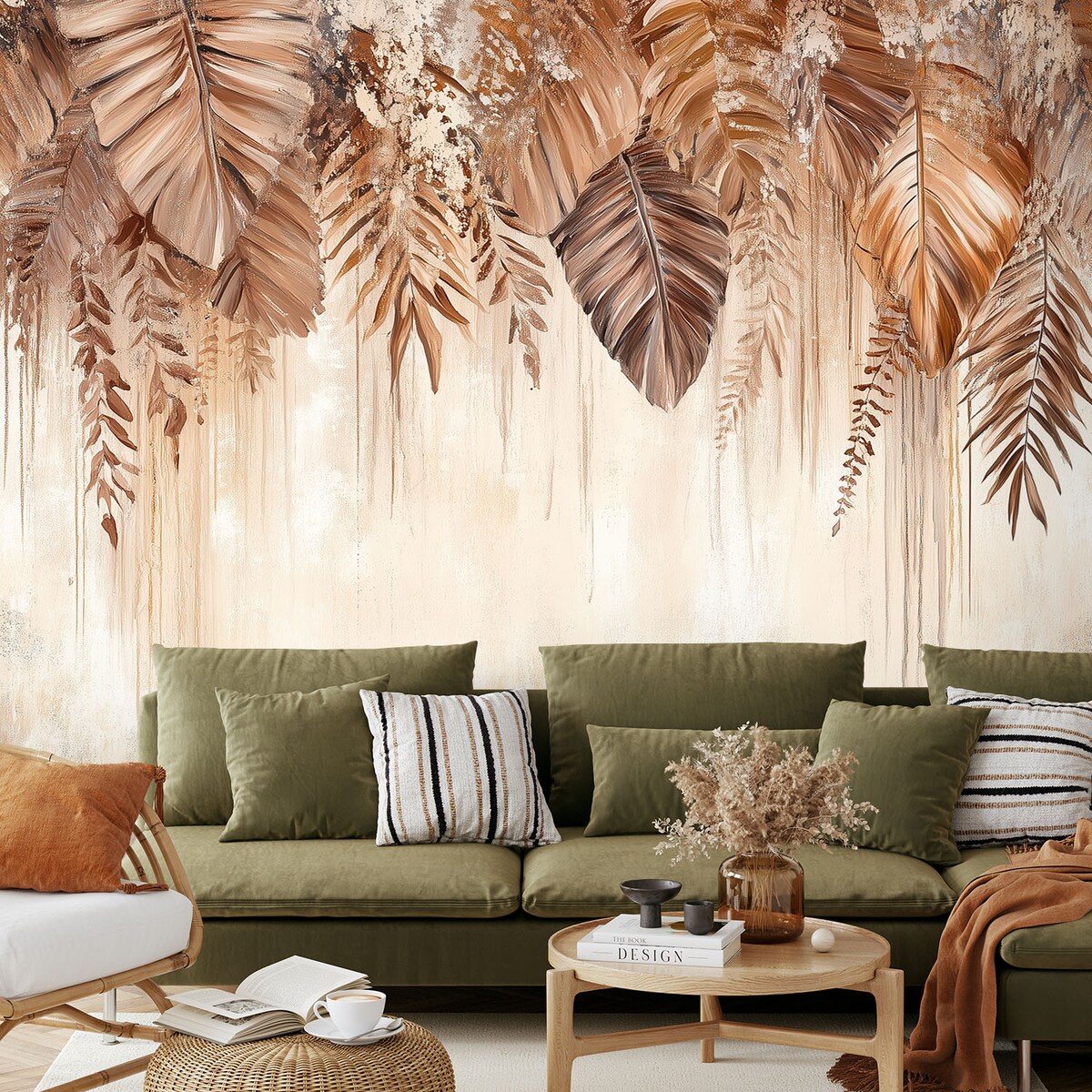 Fototapeta, Wiszące beżowo brązowe liście natura boho 400x280