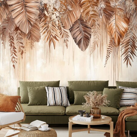 Fototapeta, Wiszące beżowo brązowe liście natura boho 400x280