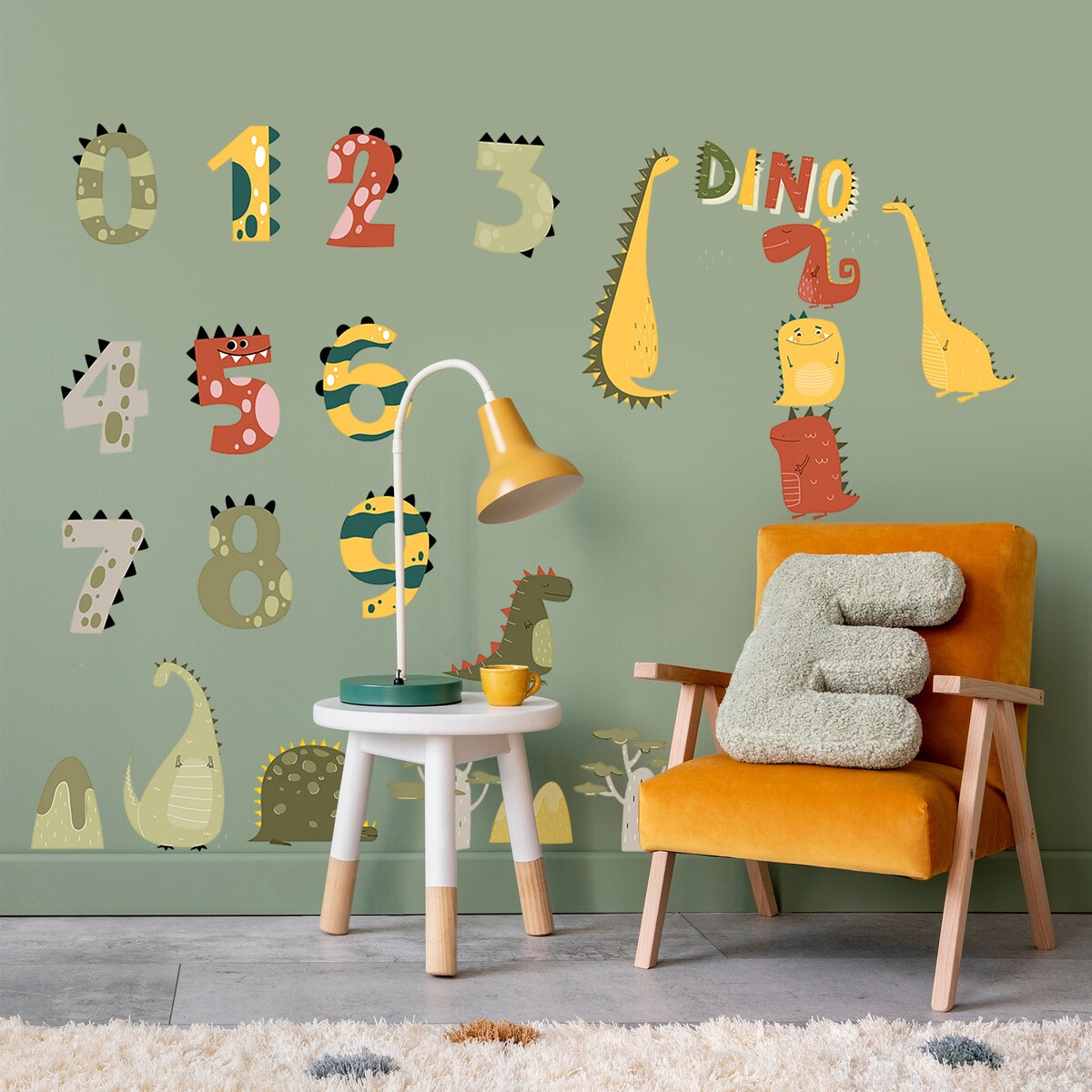 naklejki na ścianę do pokoju dziecka, sipo, cyfry dino