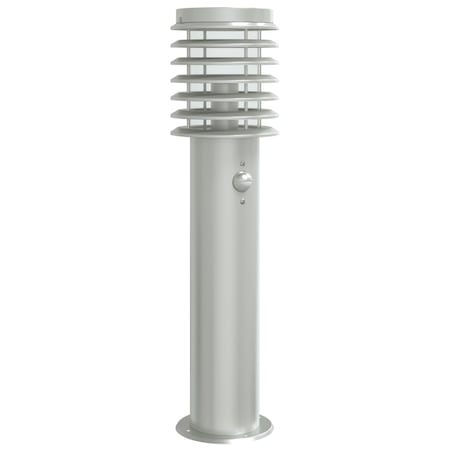 vidaXL Lampa ogrodowa na słupku, z czujnikiem, srebrna, 60 cm, stal