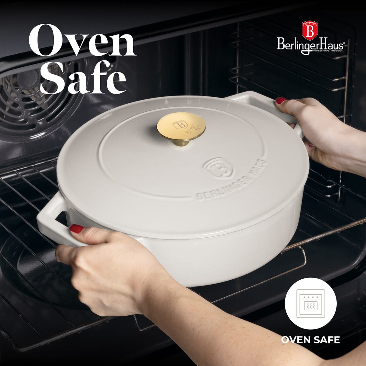 Emaliowany niski garnek żeliwny 2.57L 26cm BERLINGER HAUS Strong Mold Sahara