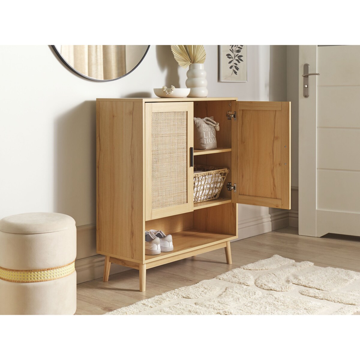 Szafka na buty PEROTE Rattan Jasnobrązowy