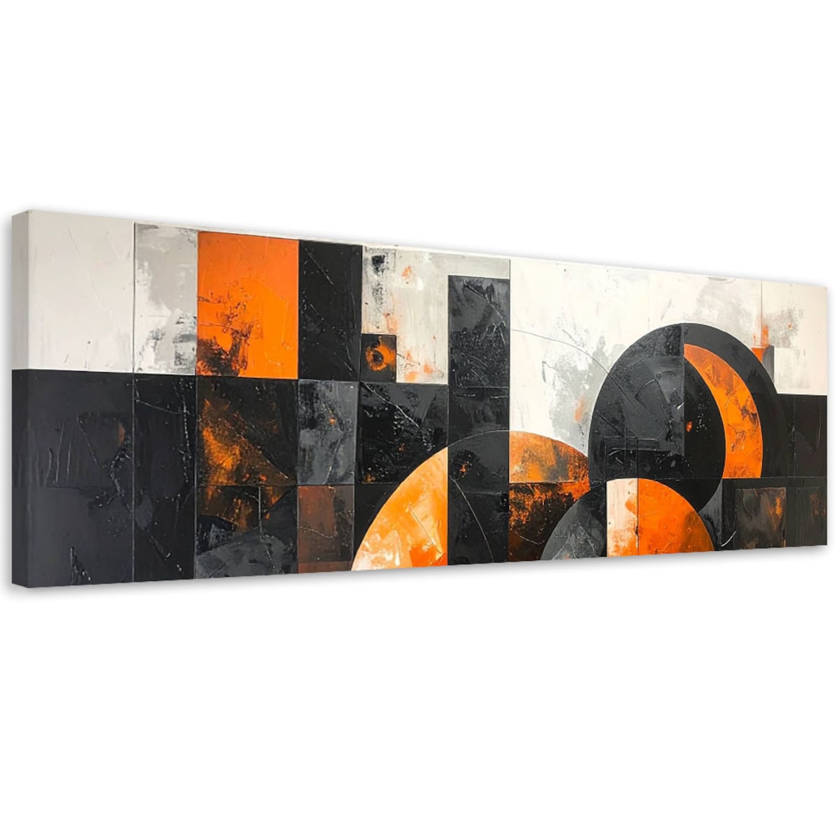 Obraz do salonu pokoju biura, Abstrakcja koła czarno pomarańczowy