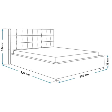 Łóżko sypialniane 200x200 BEN 2 z pojemnikiem na pościel- szare