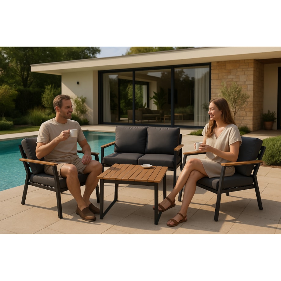 Zestaw Mebli Ogrodowych Komplet 2X Krzesło Sofa Stolik Na Taras Balkon Duży