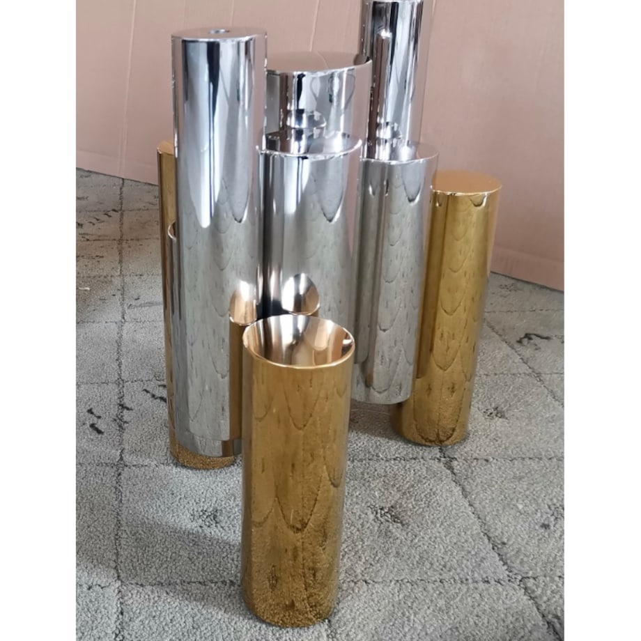 Stolik kawowy nowojorski złoto-srebrny / ława Mediolan Premium 130x70x40