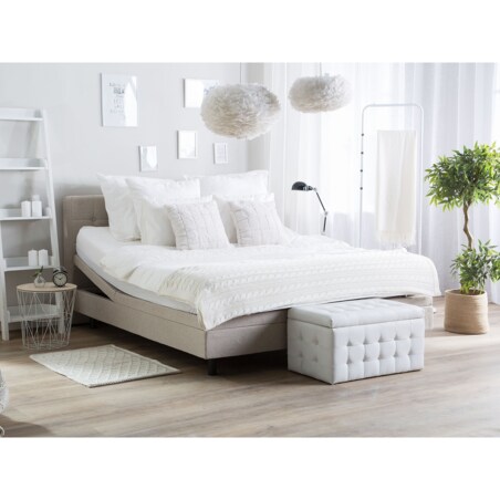 Łóżko regulowane tapicerowane 160 x 200 cm beżowe DUKE