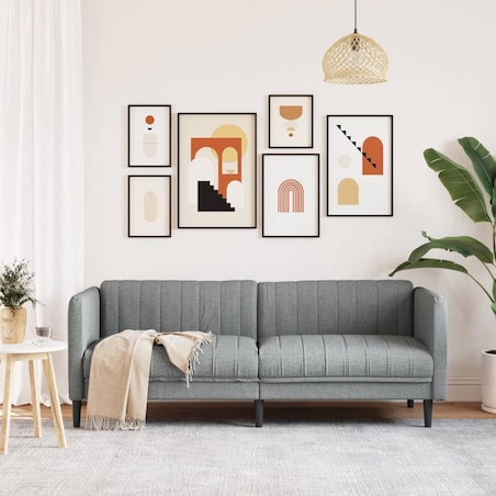 vidaXL Sofa trzyosobowa, jasnoszara, tkanina