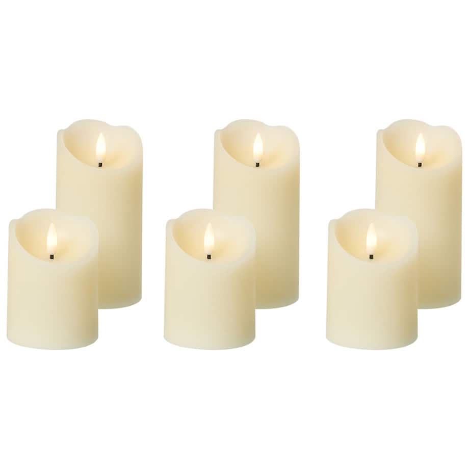 Zestaw 6 świec LED AMOREA 10/15 cm Złamana biel