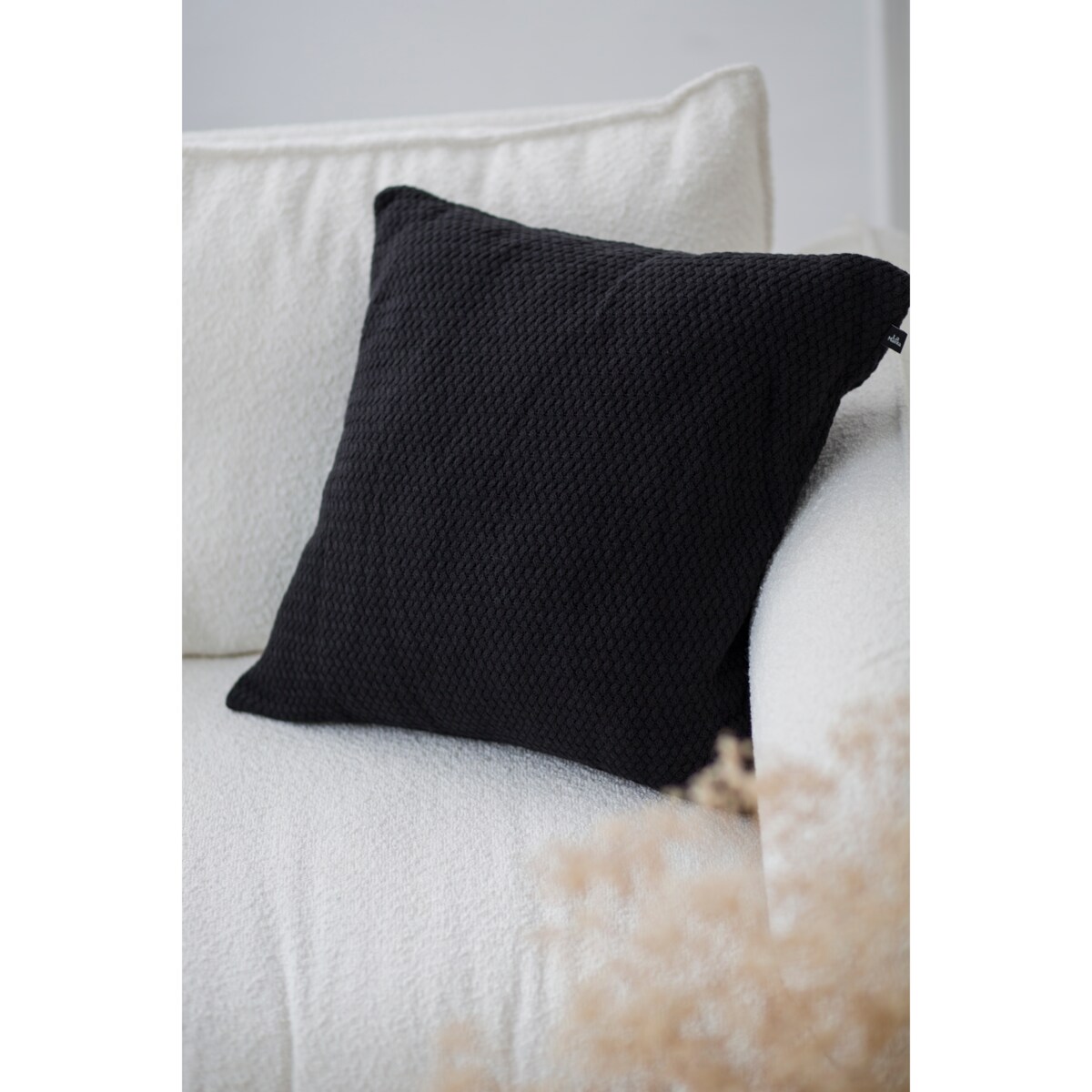 Poszewka rustykalna kwadratowa grafitowa, 50 x 50 cm, La Manta