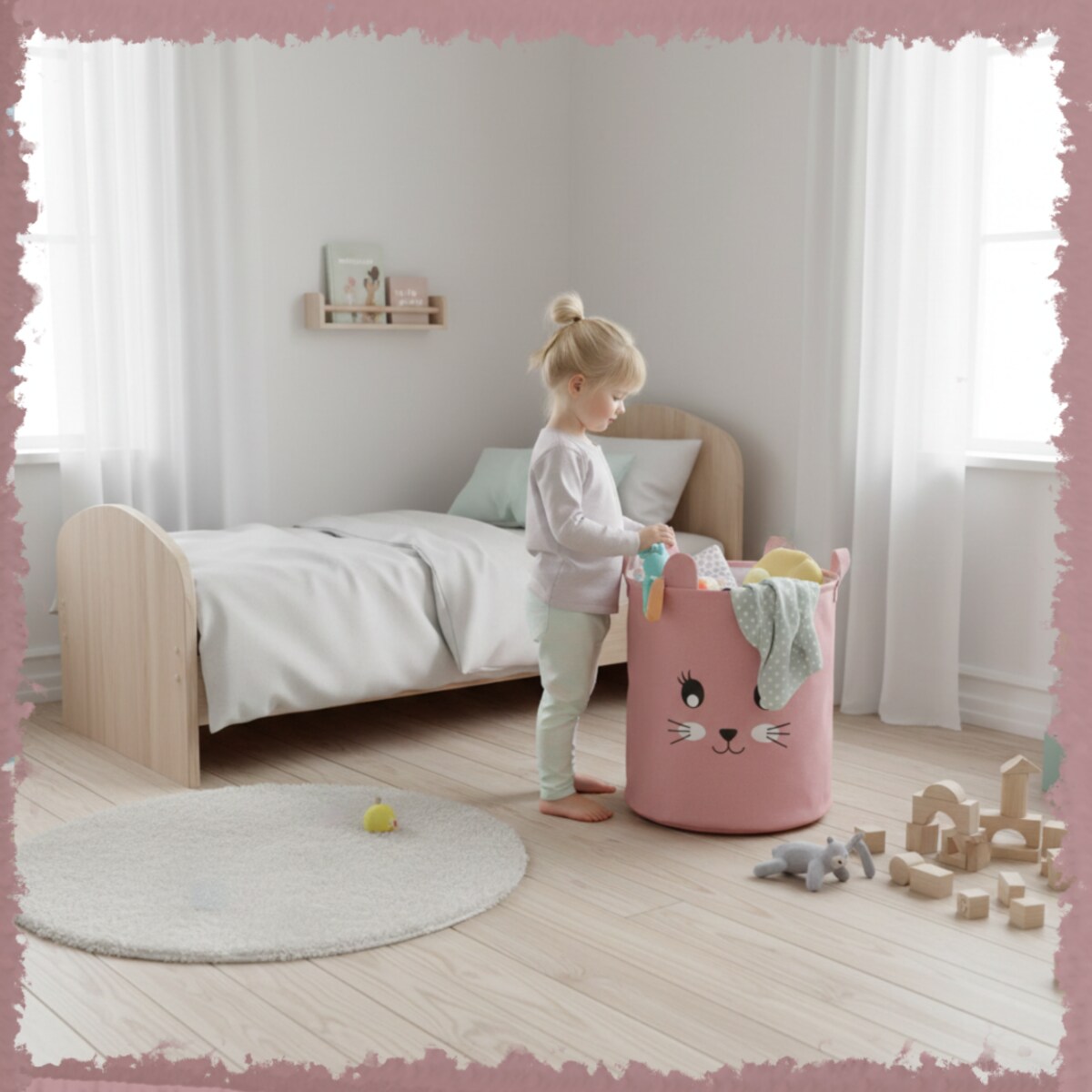 Kosz na zabawki klocki zamykany ze ściągaczem duży XXL organizer pojemnik