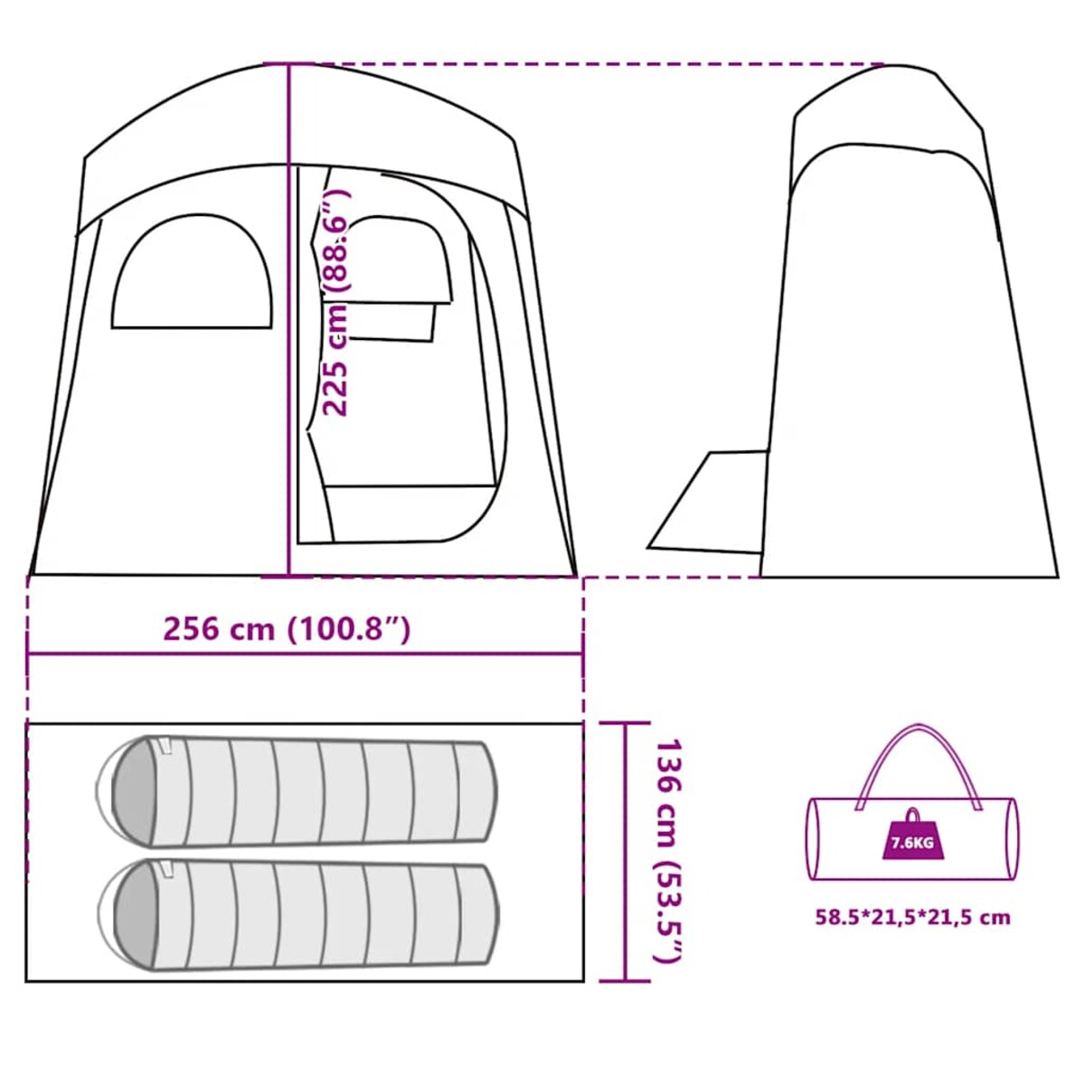 vidaXL Namiot prysznicowy, podwójny, zielony, wodoszczelny