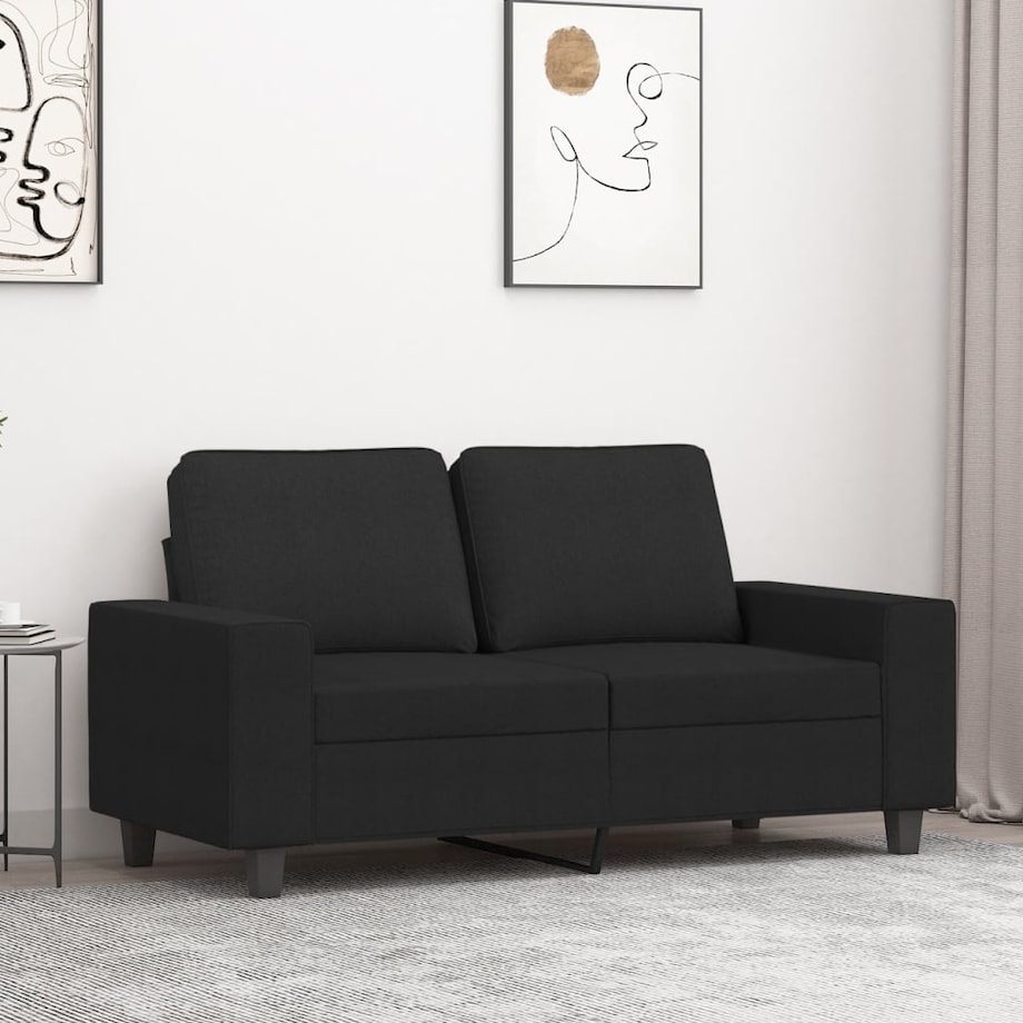 vidaXL Sofa 2-osobowa, czarna, 120 cm, tapicerowana tkaniną
