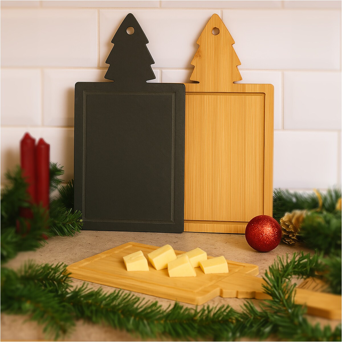 Deska Do Serwowania Do Krojenia Zestaw 2 Szt Bambusowa