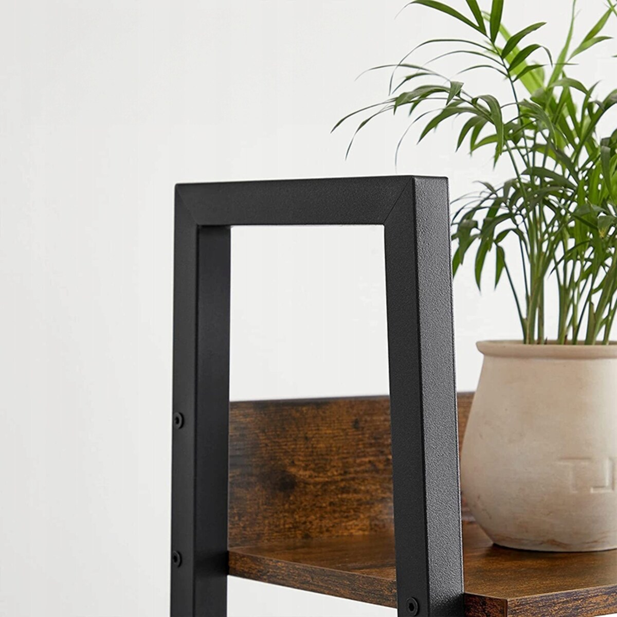 Industrialny Regał Stojący Czarny 5 Półek Drabinka Na Książki Loft Modern