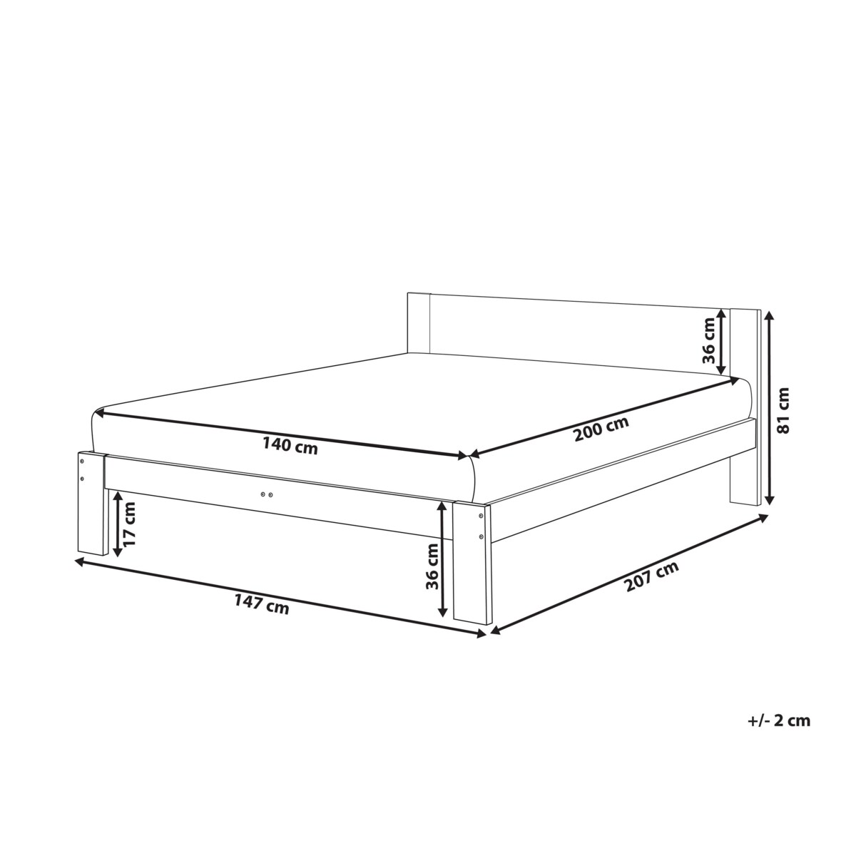Łóżko drewniane 140 x 200 cm białe ROYAN