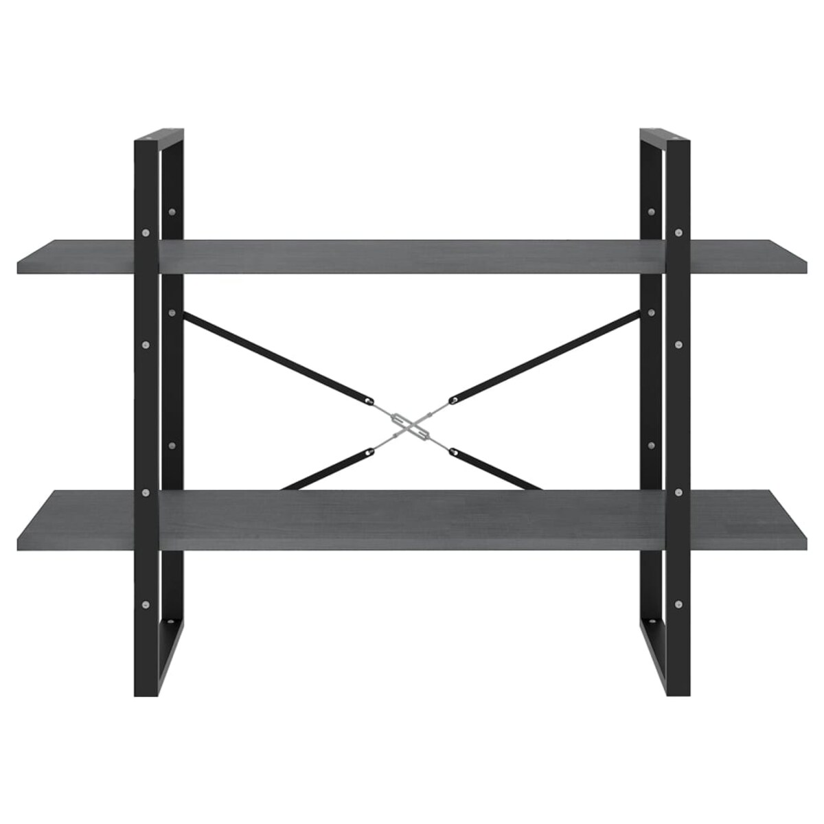 vidaXL Regał na książki, 2 półki, szary, 100x30x70 cm, drewno sosnowe