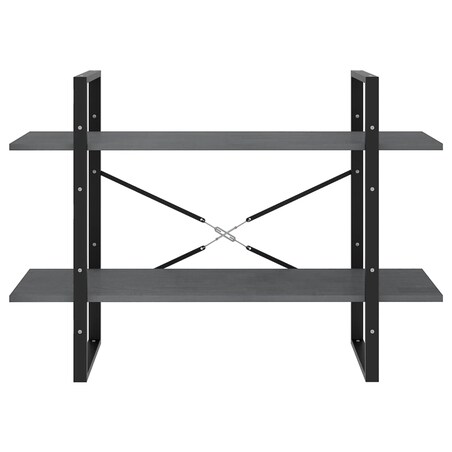 vidaXL Regał na książki, 2 półki, szary, 100x30x70 cm, drewno sosnowe