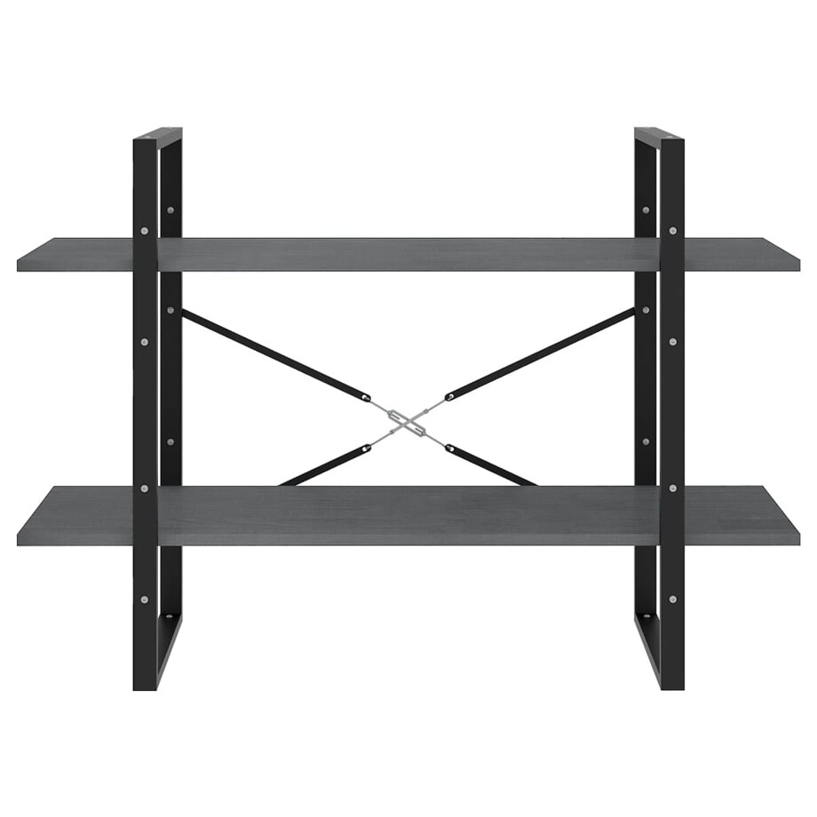 vidaXL Regał na książki, 2 półki, szary, 100x30x70 cm, drewno sosnowe