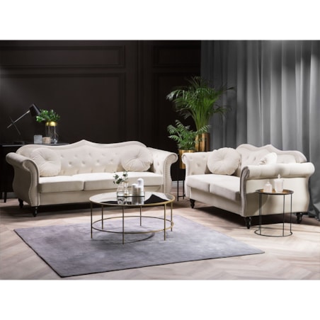 Komplet wypoczynkowy welurowy 5-osobowy beżowy SKIEN