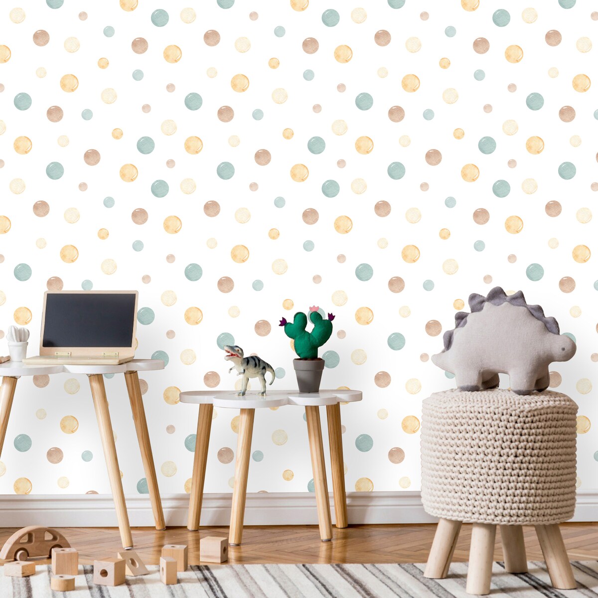 Tapeta Do Pokoju Dziecka Akwarelowe Delikatne Kropki