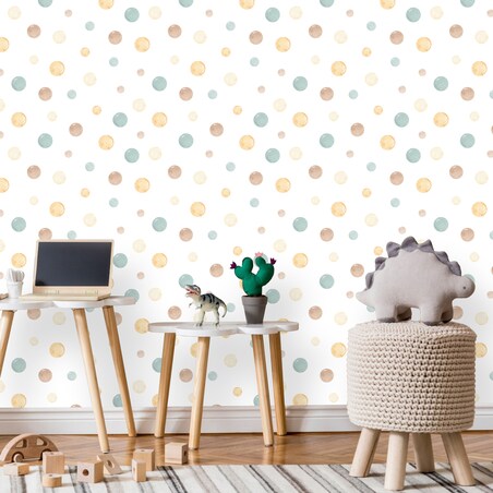 Tapeta Do Pokoju Dziecka Akwarelowe Delikatne Kropki