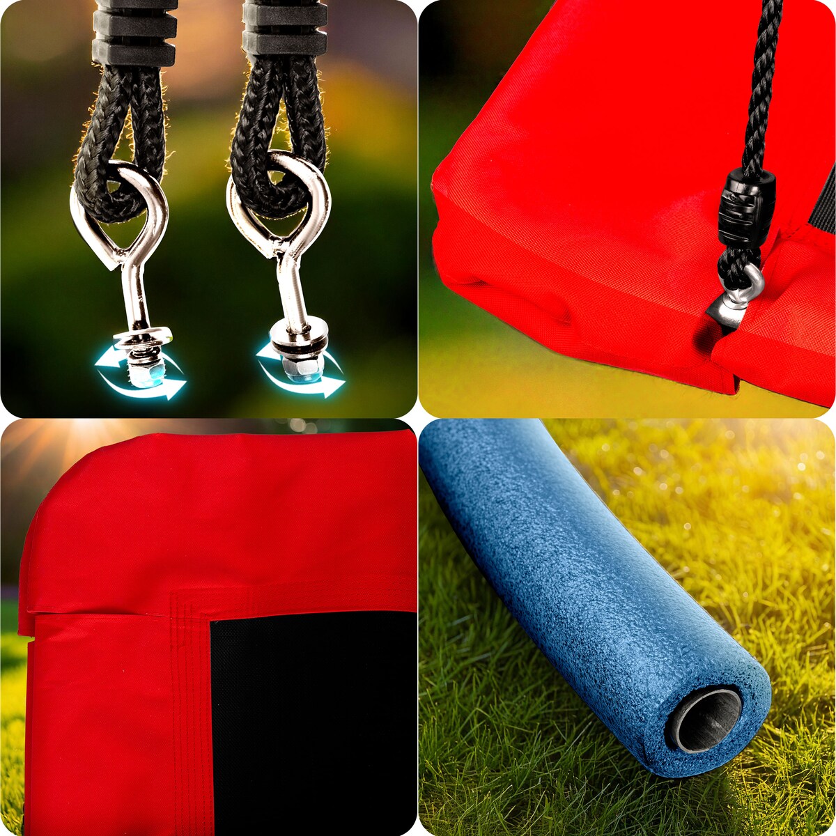 Huśtawka ogrodowa Neo-Sport bocianie gniazdo fotel wiszący 110x70 cm czarno-czerwona