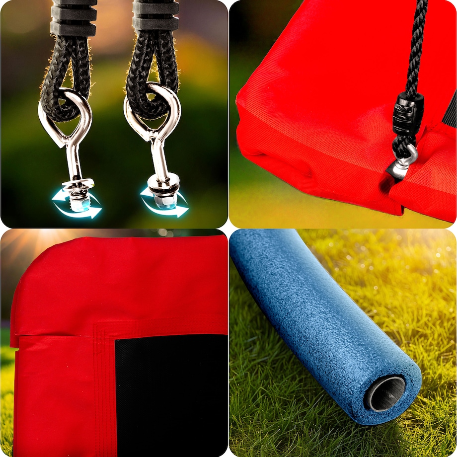 Huśtawka ogrodowa Neo-Sport bocianie gniazdo fotel wiszący 110x70 cm czarno-czerwona