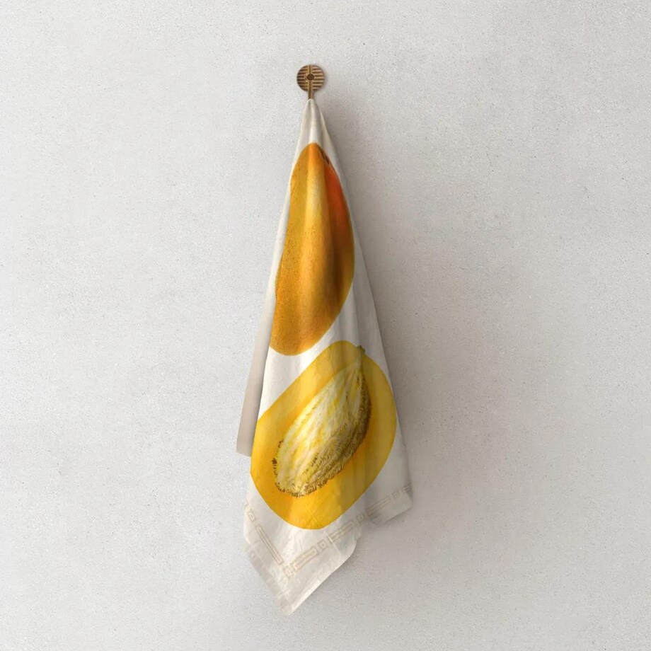 Lniany ręcznik kuchenny - Mango w ramce