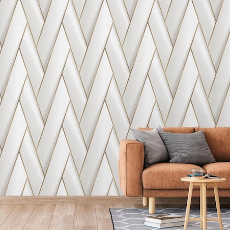 DUTCH WALLCOVERINGS Tapeta Geometric, biało-złota