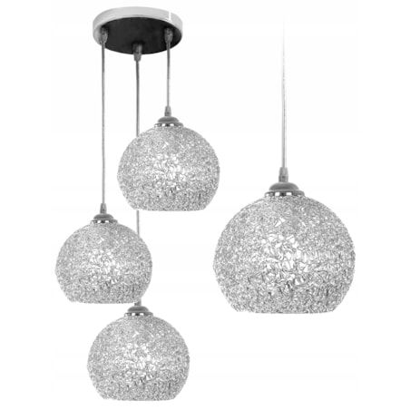 Lampa Wisząca Srebrna Chrom Kule Glamour