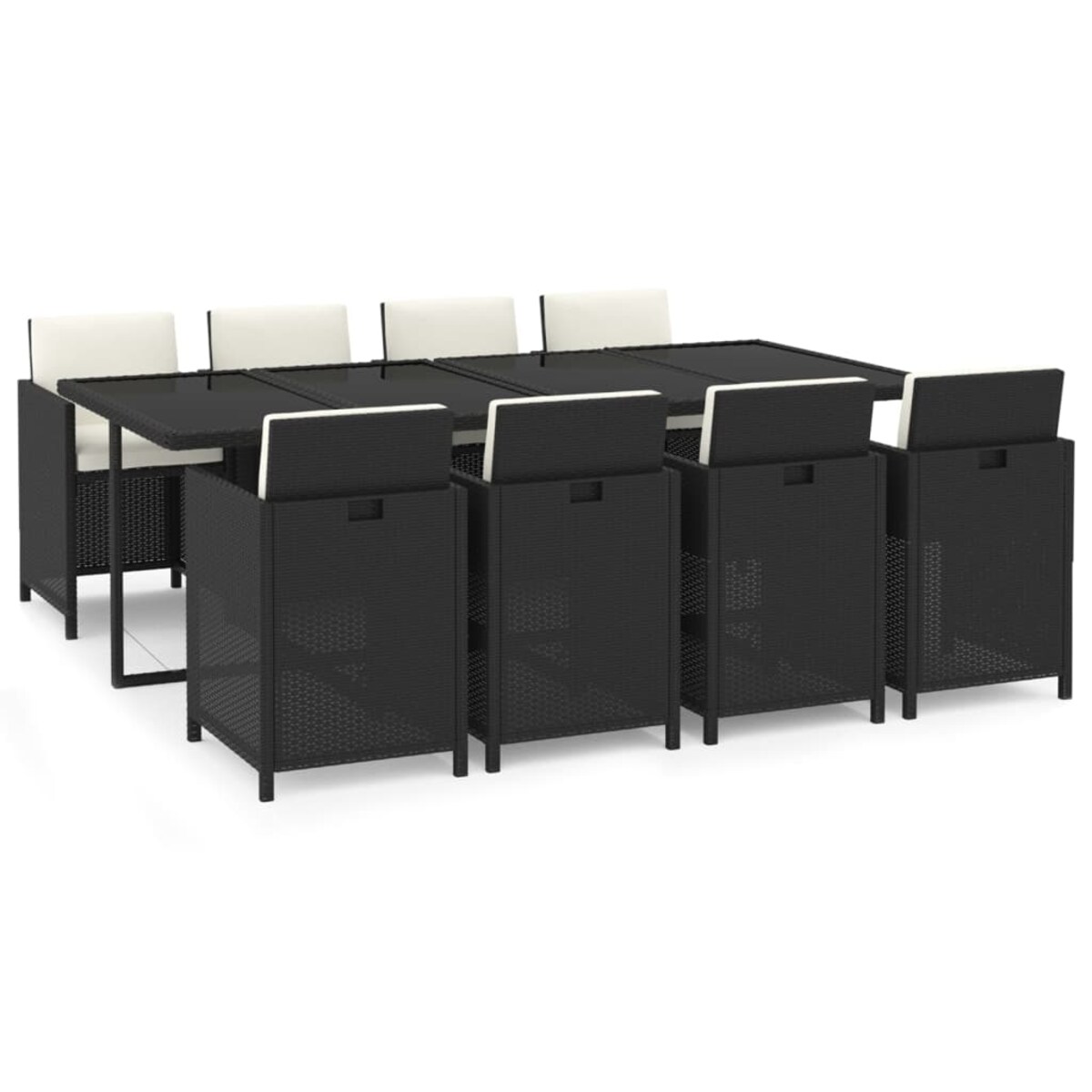 vidaXL 9-cz. zestaw mebli ogrodowych z poduszkami, polirattan, czarny