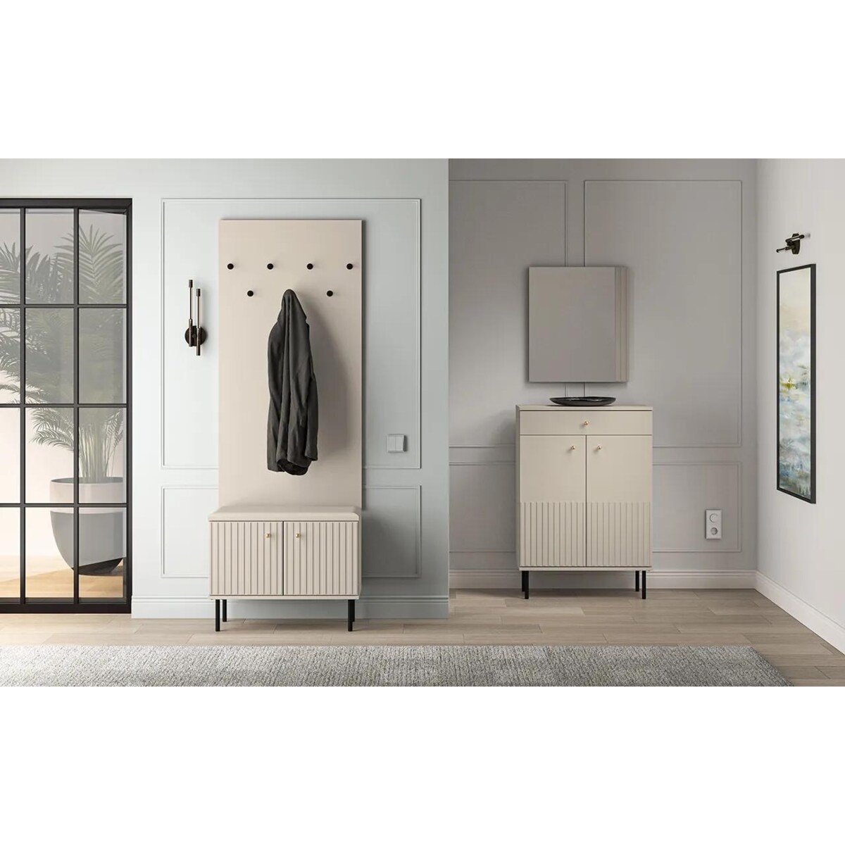 Szafka na buty z siedziskiem ELLEN 2D kaszmir