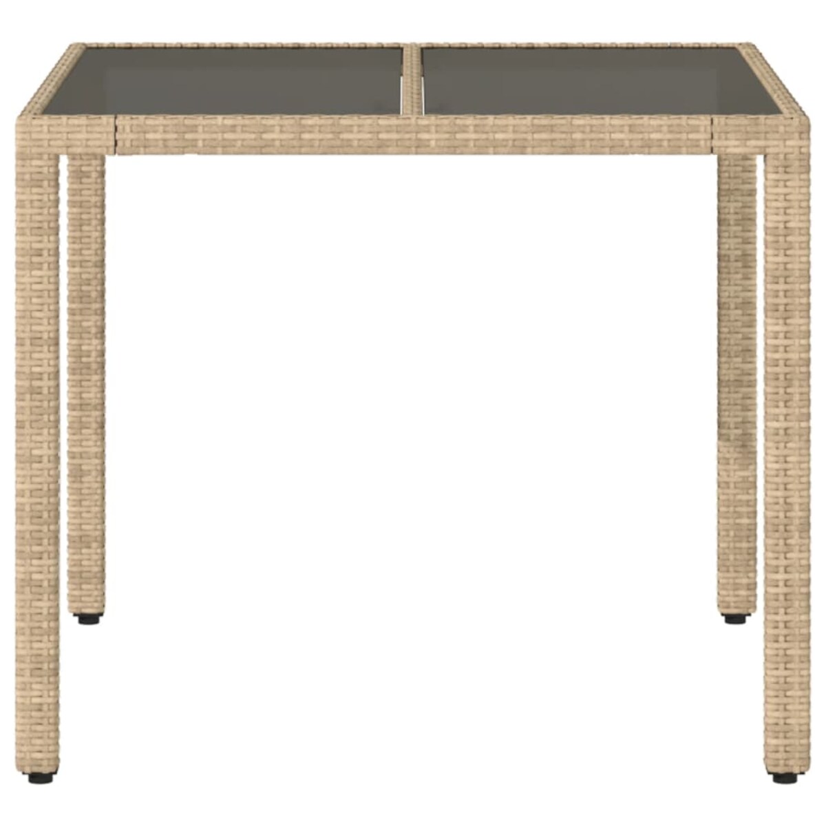 vidaXL Stół ogrodowy ze szklanym blatem, beż, 90x90x75 cm, polirattan