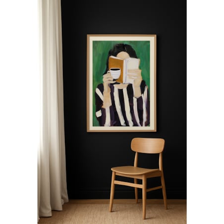 Poster Story, Plakat, Obraz - Kobieta z Książką i Filiżanką Kawy, wymiary 70 x 100 cm