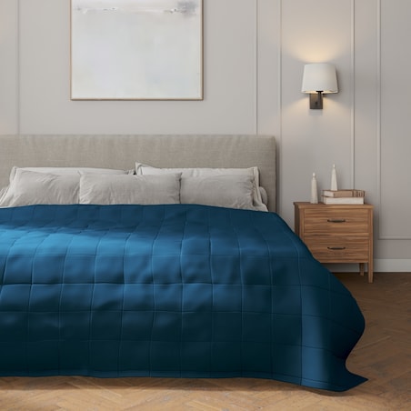 Narzuta pikowana w kratę 130x210 ocean blue (morski niebieski)