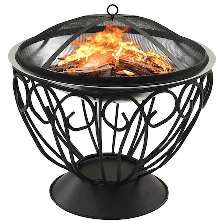 vidaXL Palenisko i grill 2-w-1, z pogrzebaczem, 59x59x60 cm, stal