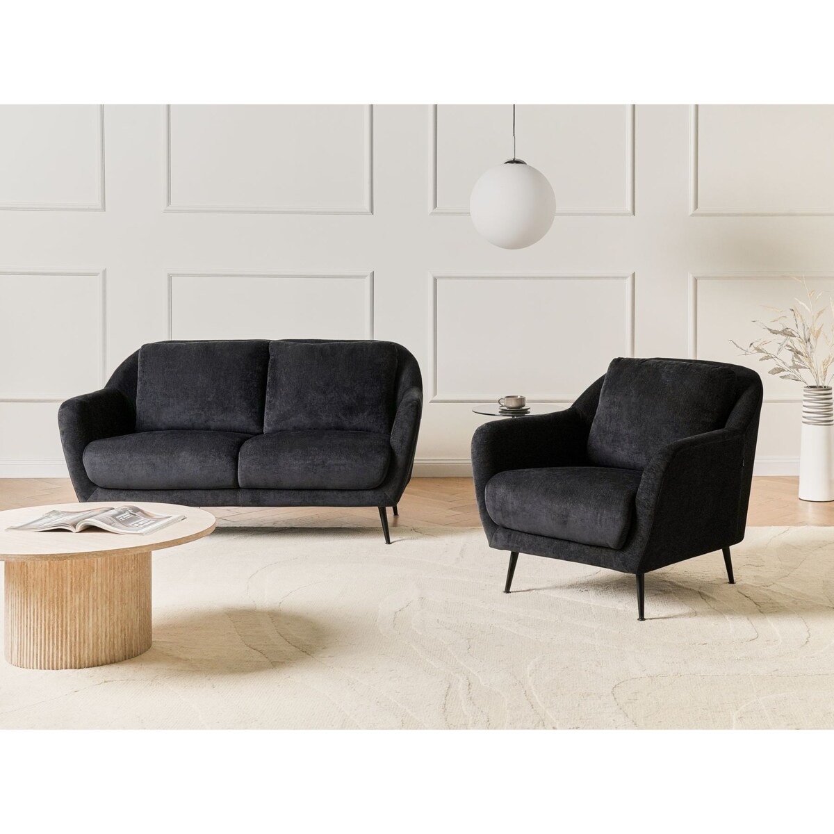 Komplet wypoczynkowy dla 3 osób EIBY Szenil Czarny